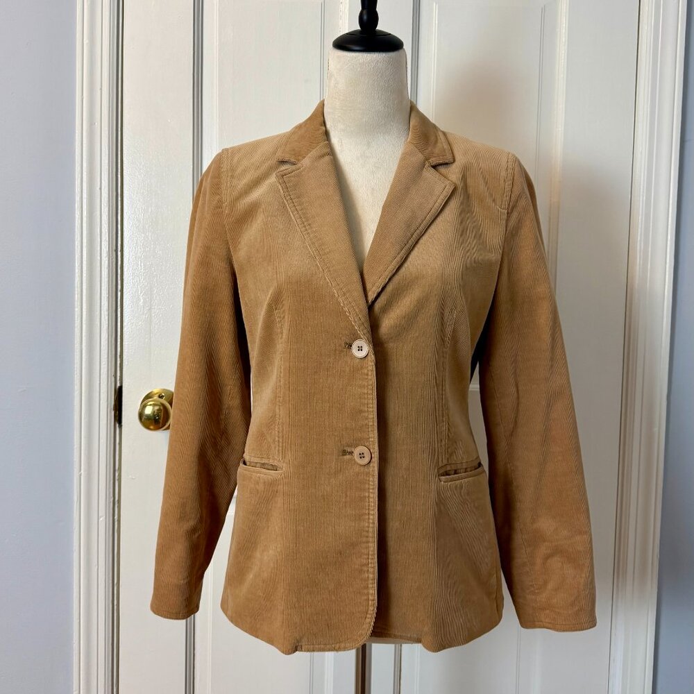 Kate Hill Women's Tan Cotton Corduroy Lined Blazer Size 4P